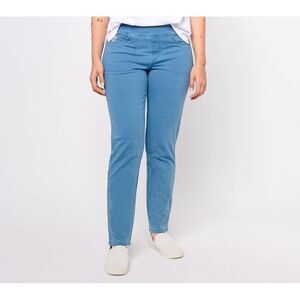 Quacker Factory Women's Plus Sz Pants 1X DreamJeanne Short Flat MED BLUE A619428